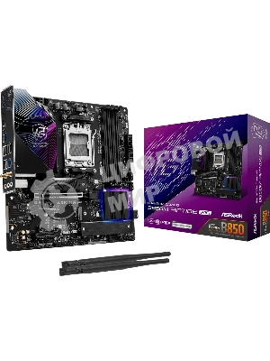 Материнская плата ASRock B850M Riptide WiFi, AM5, AMD B850, 4xDDR5, 4xSATA, 3xM.2, 1xPCIe 5.0 x16, 1xPCIe 4.0 x4, 1xHDMI, 1xDP, 1x2.5Gb LAN, Wi-Fi 7, Bluetooth 5.4, 1xUSB-C 10Gbps, 1xUSB-A 10Gbps, 2xUSB-A 5Gbps, 4xUSB-A 2.0, 3x3.5 мм, 7.1, mATX
