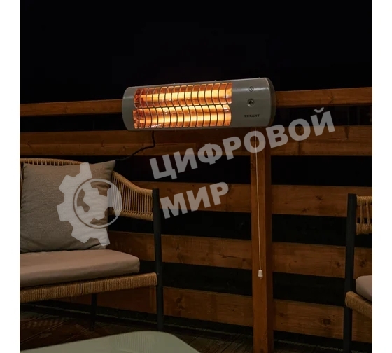 Обогреватель инфракрасный панельный Rexant серый, кварцевый, 1500 Вт, 20 м2, 3 режима обогрева