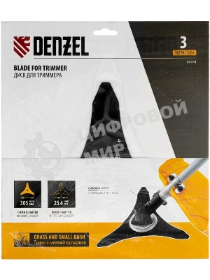 Диск для триммера Denzel 305 х 25,4 мм, толщина 1,6 мм, 3 лезвия