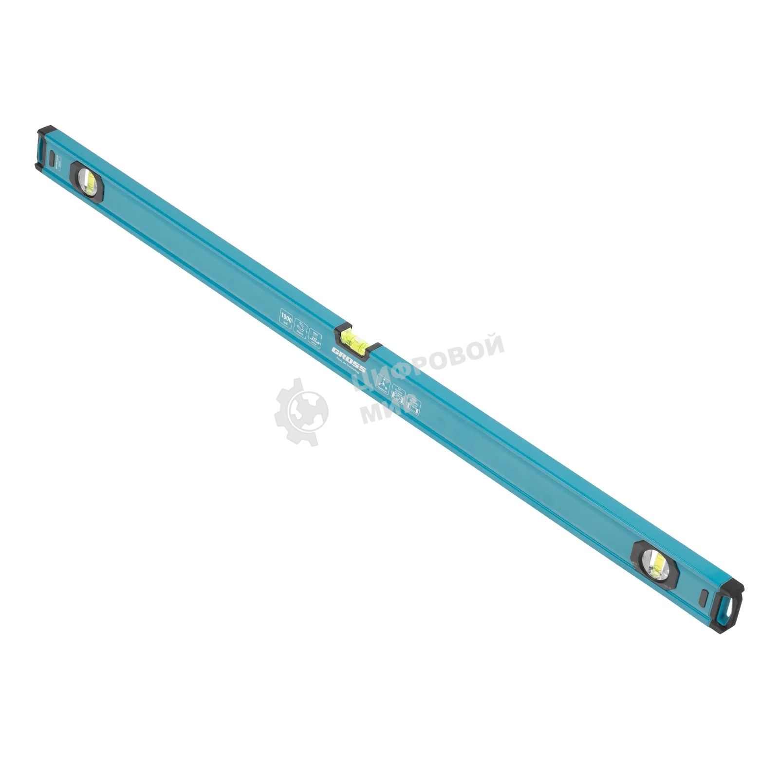 Уровень Gross 33653 алюминиевый, магнит., фрезерованный, 3 глазка, 0,5 мм/м, 1000 мм