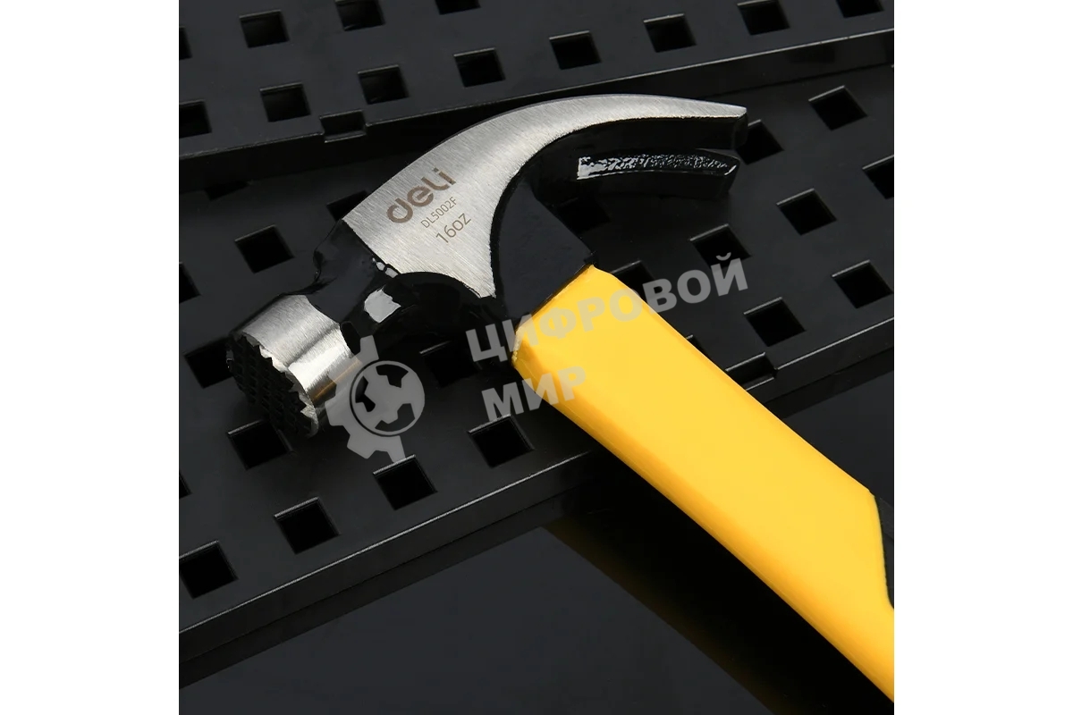 Молоток-гвоздодер Deli DL5002F 450 гр магнит, противоскользящий боек, фиберглассовая рукоять