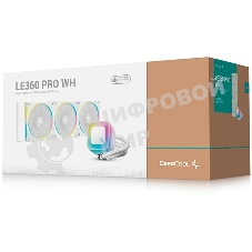 Система жидкостного охлаждения Deepcool LE360 PRO Wh ARGb Soc-AM5/AM4/1200/1700/1851 белый 4-pin 19-33dB Al 300W 1817gr Ret (R-LE360PRO-WHAMMC-G-1)