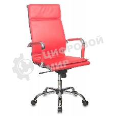 Кресло руководителя Бюрократ CH-993/red красный, искусственная кожа, крестовина хромированная