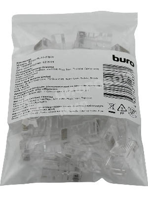 Коннектор Buro RJ45 прозрачный (упак.:20шт)