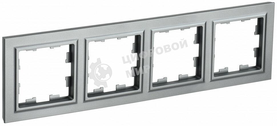 Рамка 4-местная IEK BRITE РУ-4-БрС сталь