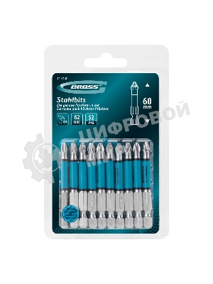 Бита Gross PH2х60 мм, сталь S2, кругл., 10 шт.