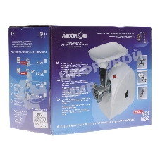 Мясорубка электрическая Аксион М31.01 белый, 1500 Вт, 1.7 кг/мин, реверс, защита от перегрузки, насадки - 4