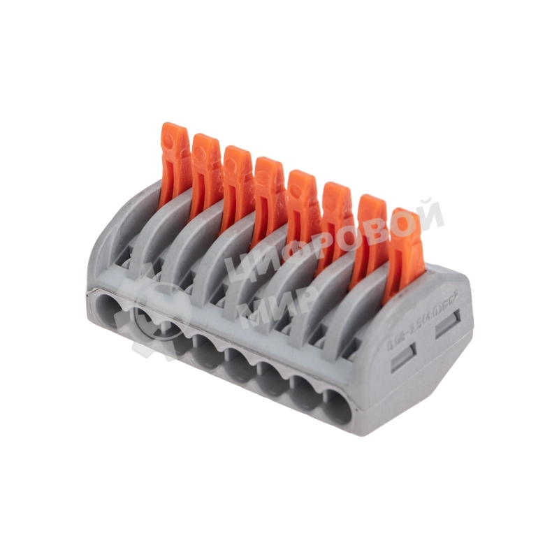 Универсальная клемма Rexant СМК 222-418, 8-проводная серый 0,08-2,5/4 мм² (20 шт/уп)