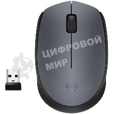 Мышь беспроводная Logitech M170 черный/темно-серый, 1000 dpi, радиоканал, USB, кнопки - 3