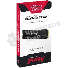 Накопитель SSD Kingston Fury Renegade, 2Tb, M.2(22x80мм), NVMe, PCIe 5.0 x4, 3D TLC, R/W 14700/14000Mb/s, IOPs 2 200 000/2 200 000, TbW 2000, DWPD 0.5 (12 мес)