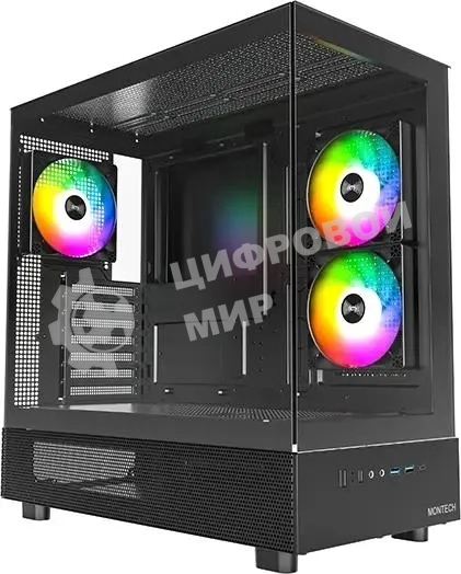 Компьютерный корпус Montech XR черный без БП ATX 3x120мм 2xUSB3.0 1xUSB3.1 audio bott PSU