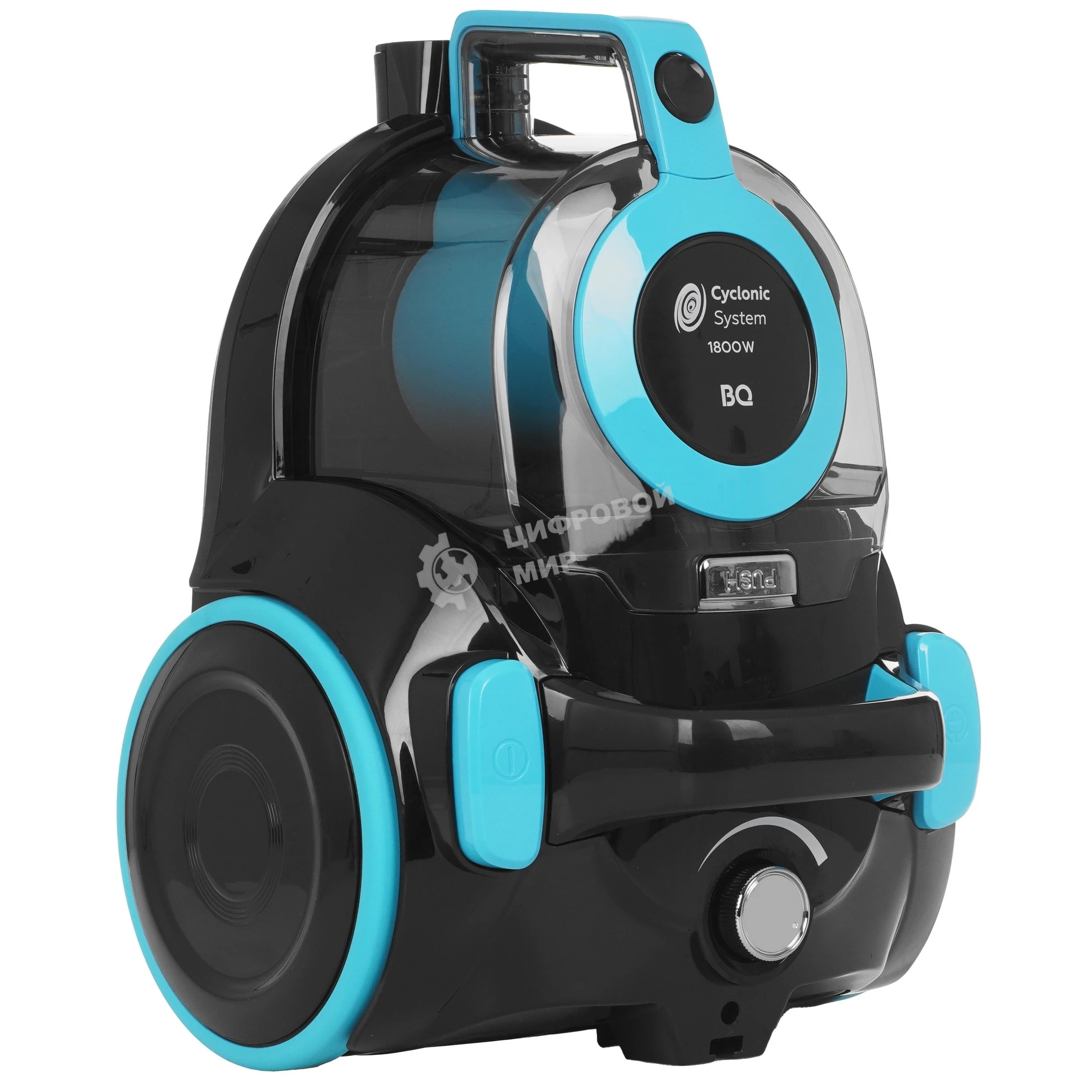 Пылесос BQ VC1810C черный/голубой, 380/1800 Вт, уборка сухая, пылесборник циклон 2.5 л