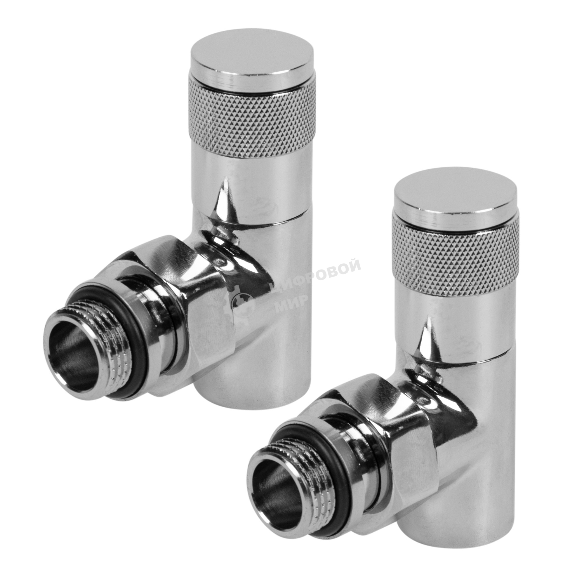 Набор дизайн-вентилей, PIANO, угловой (хром) 1/2