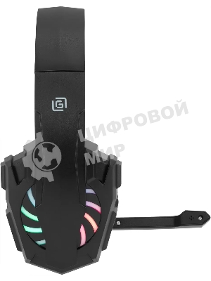 Гарнитура Oklick HS-L355G чёрный, проводная, 3.5 мм, подсветка