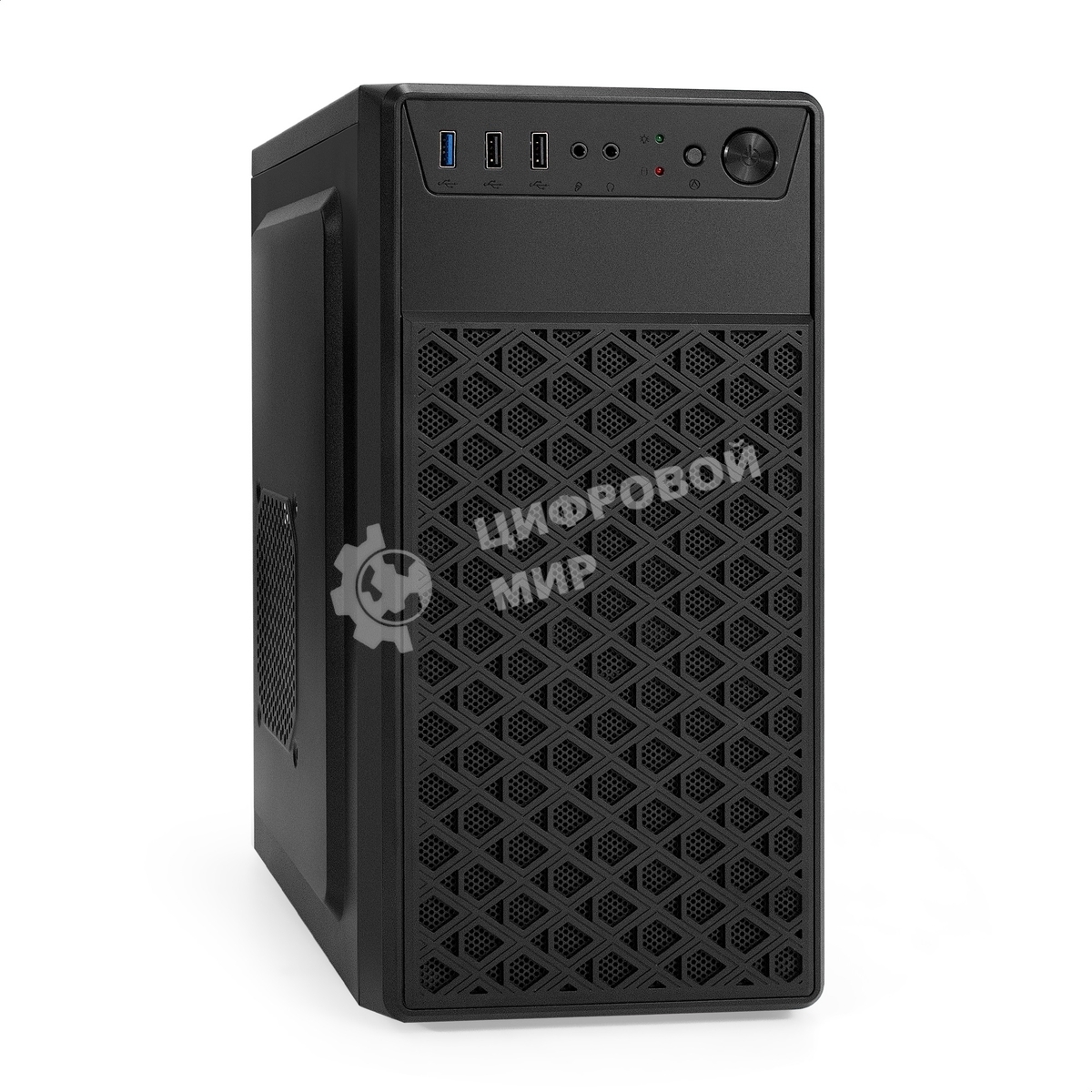 Компьютерный корпус Minitower ExeGate mEVO-7803 (mATX, без БП, 2*USB+1*USB 3.0, HD аудио, черный, 2 вент. 12см с RGb подсветкой)