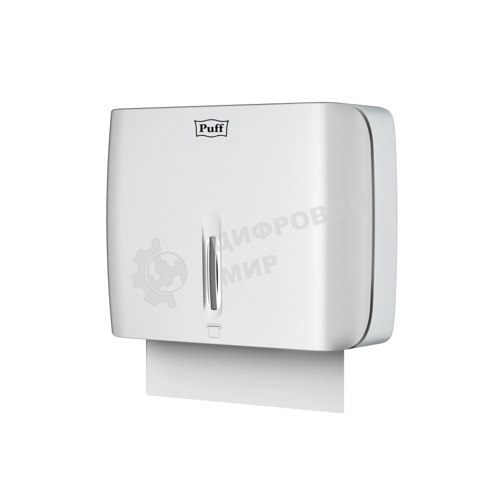 Диспенсер бумажных полотенец Puff-5145 белый, с замком, ABS-пластик