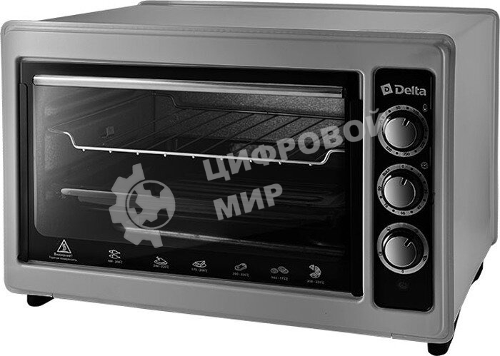 Мини-печь Delta D-0123 серая с тэном повыш. мощности,1300 Вт,37 л,2 нагреват. эл, с термостатом
