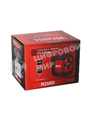 Уровень лазер. Ресанта ПЛ-2 Green 2кл.лаз. 550нм цв.луч. зеленый 2луч. (61/10/535)