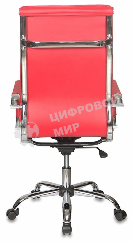 Кресло руководителя Бюрократ CH-993/red красный, искусственная кожа, крестовина хромированная