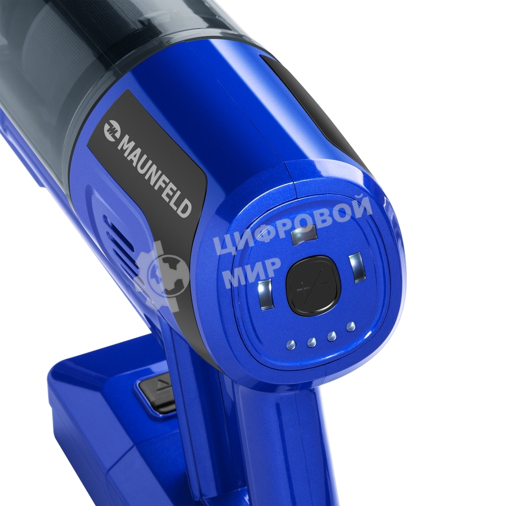 Пылесос вертикальный беспроводной Maunfeld MF-2032BL PRO синий, питание от аккумулятора, 200 Вт, уборка сухая, пылесборник 0.5 л, работа от АКБ max - 35 мин