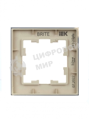 Рамка 1-мест. IEK BRITE РУ-1-2-БрВа стекло ванильный