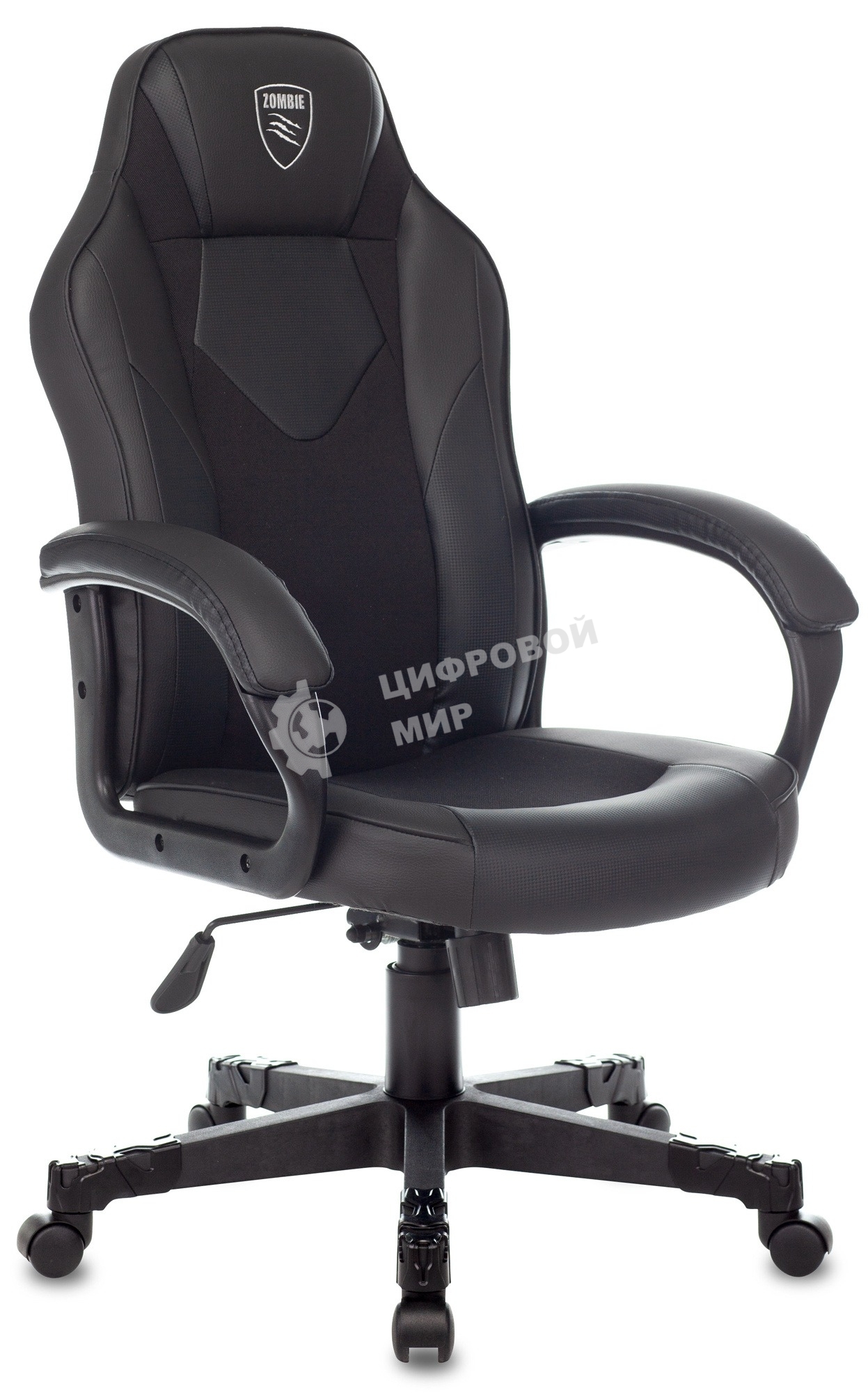 Кресло игровое Zombie GAME 17 черный, текстиль/эко.кожа, крестовина пластик