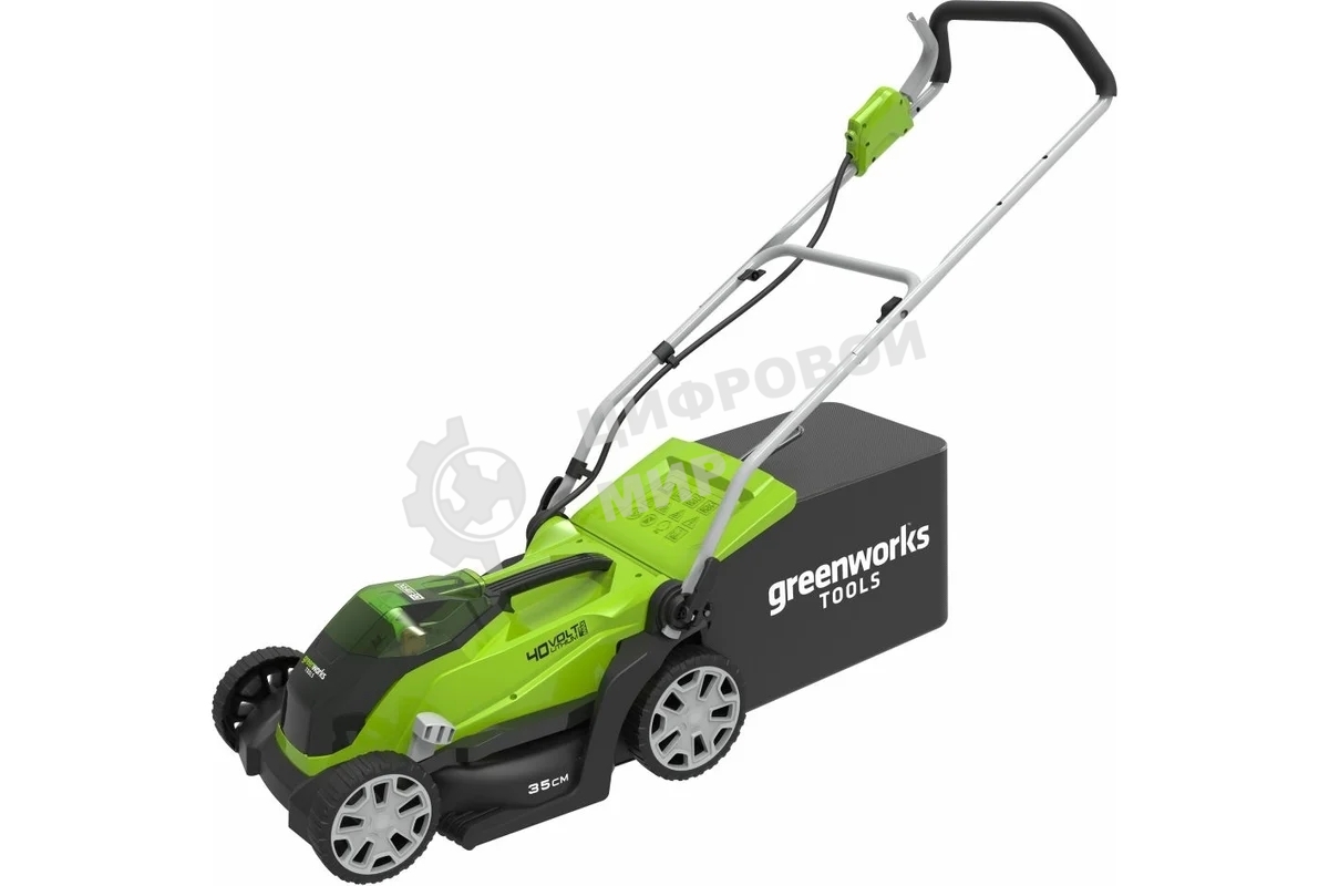 Газонокосилка аккумуляторная GreenWorks G40LM35, 40V, 35 см, без АКБ и ЗУ