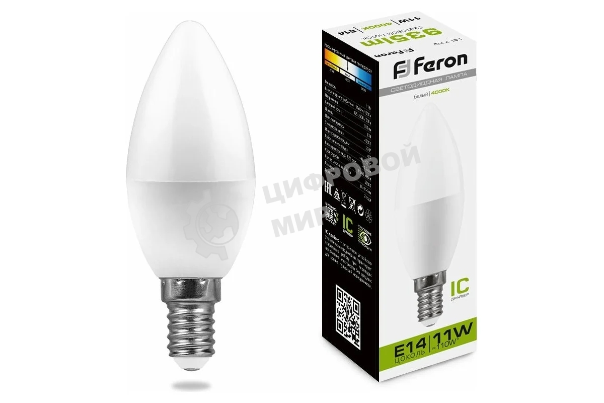 Лампа светодиодная Feron LB-770 11W 230V E14 4000K свеча