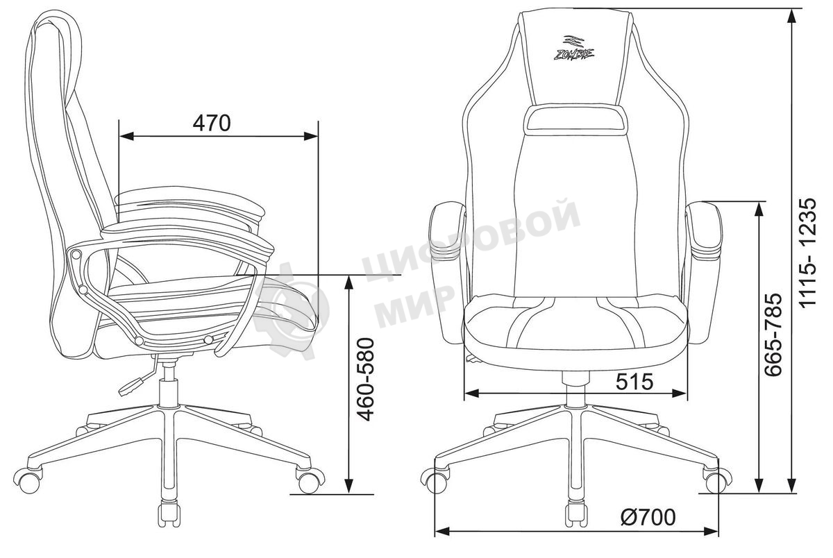 Кресло игровое Zombie Z3 черный/красный, искусственная кожа, крестовина пластик