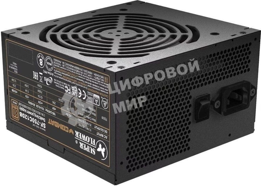 Блок питания 750Вт/Power Supply Super Flower Combat DB ATX 3.1, 750W, ATX, 120мм, 6xSATA, 3xPCI-E(6+2), 1xPCI-E 16, APFC, 80 PLUS Bronze, non-Modular