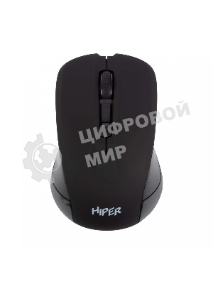 Мышь беспроводная HIPER HOMW-101, 1000-1600 dpi, оптический, 4 кнопки, Soft-touch покрытие, USB-приемник, 2,4 ГГц, батарея 1хАА, черный (HOMW-101)
