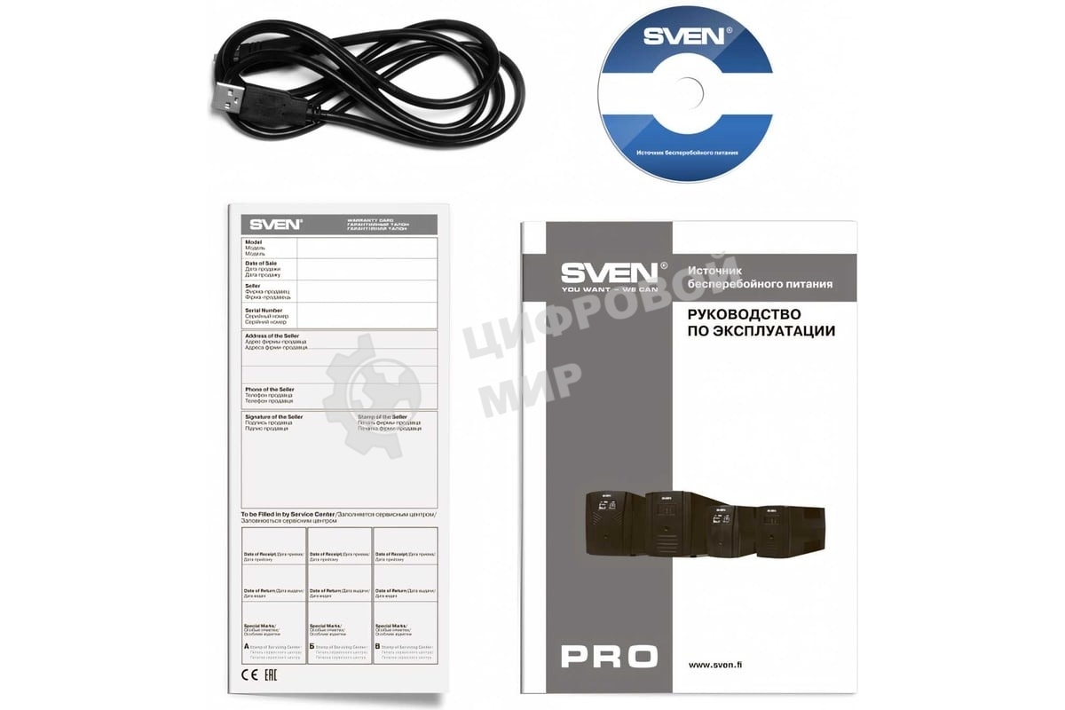 Источник бесперебойного питания SVEN Pro 1000 1000VA/720W USB, RJ-45 (3 EURO) 