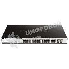 Коммутатор D-Link DGS-1210-28MP/FL1A, 24×1 Гбит/с + 4×1 Гбит/с Combo, настраиваемый