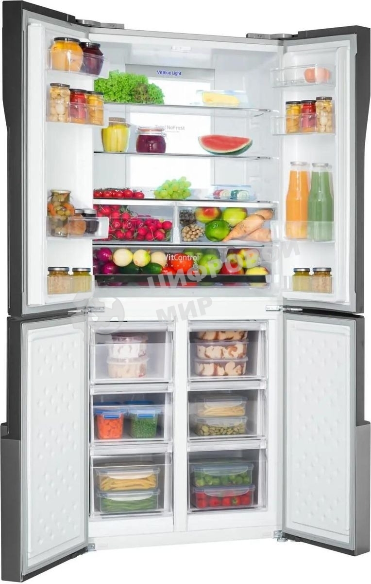 Холодильник Hansa FY418.3DFXC нержавеющая сталь трехкамерный 274/144л морозилка снизу