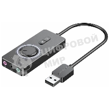 Внешняя звуковая карта Vention USB c регулятором громкости Черная