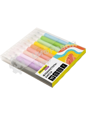 Фломастеры Silwerhof Create 13мм 146мм кисть, вентилируемый колпачок, 10 цветов, пакет с европодвесом