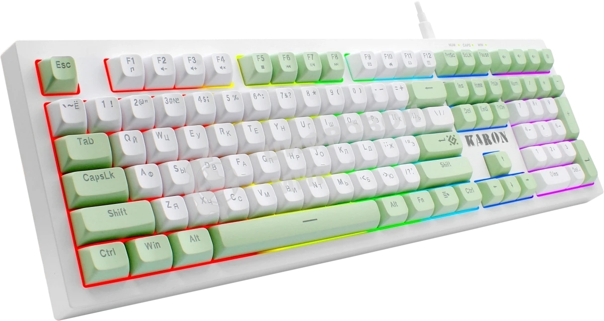 Клавиатура Defender Karon GK-129 проводная, USB Type-A, белый/зеленый