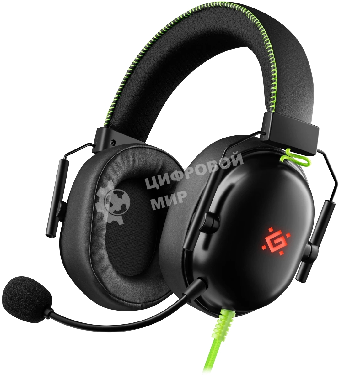 Гарнитура проводная игровая Defender Toxic черный, 7.1, LED, провод 2 м