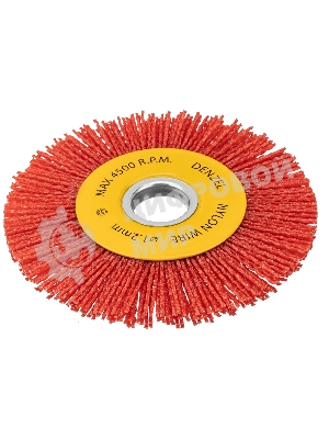 Щетка для УШМ Denzel 125 мм, плоская, нейлоновая щетина, посадка 22,2 мм