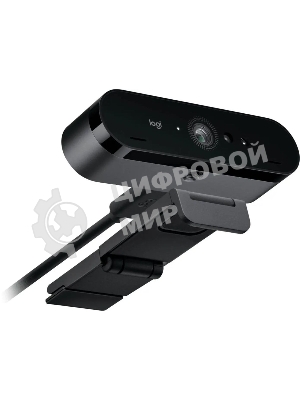 Веб-камера Logitech Brio 4K HDR 3840x2160, 30 кадр/с, USB Type-A, микрофон (2 шт, шумоподавление), автоматическая фокусировка, автоосвещение, HDR, шторка приватности, универсальное крепление