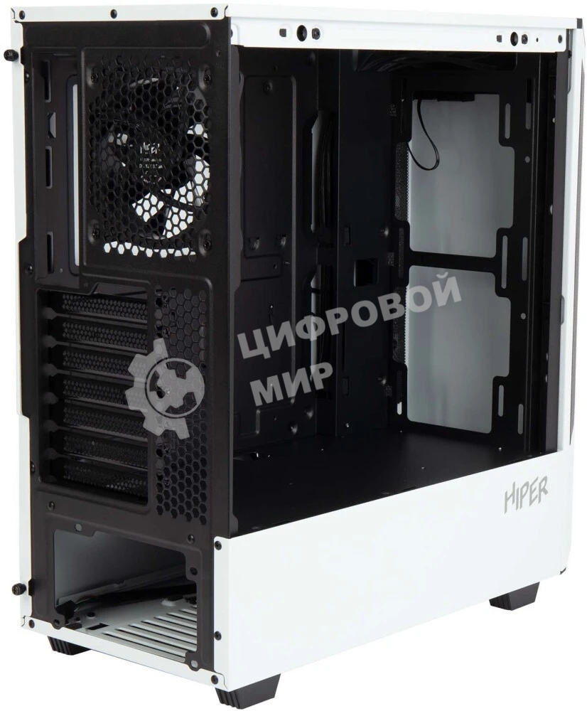 Компьютерный корпус Hiper PW81 белый без БП ATX 3x120мм 2xUSB2.0 2xUSB3.0 audio bott PSU