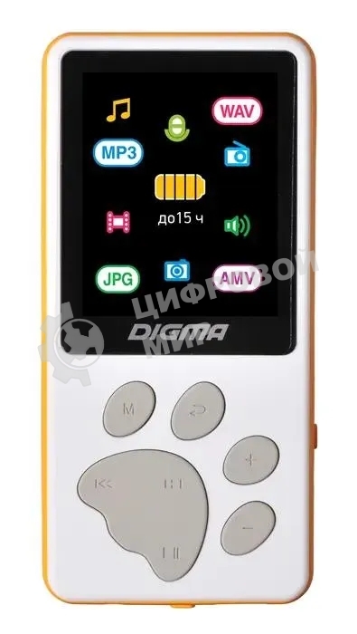 Плеер Hi-Fi Flash Digma S4 8Gb белый/оранжевый/1.8