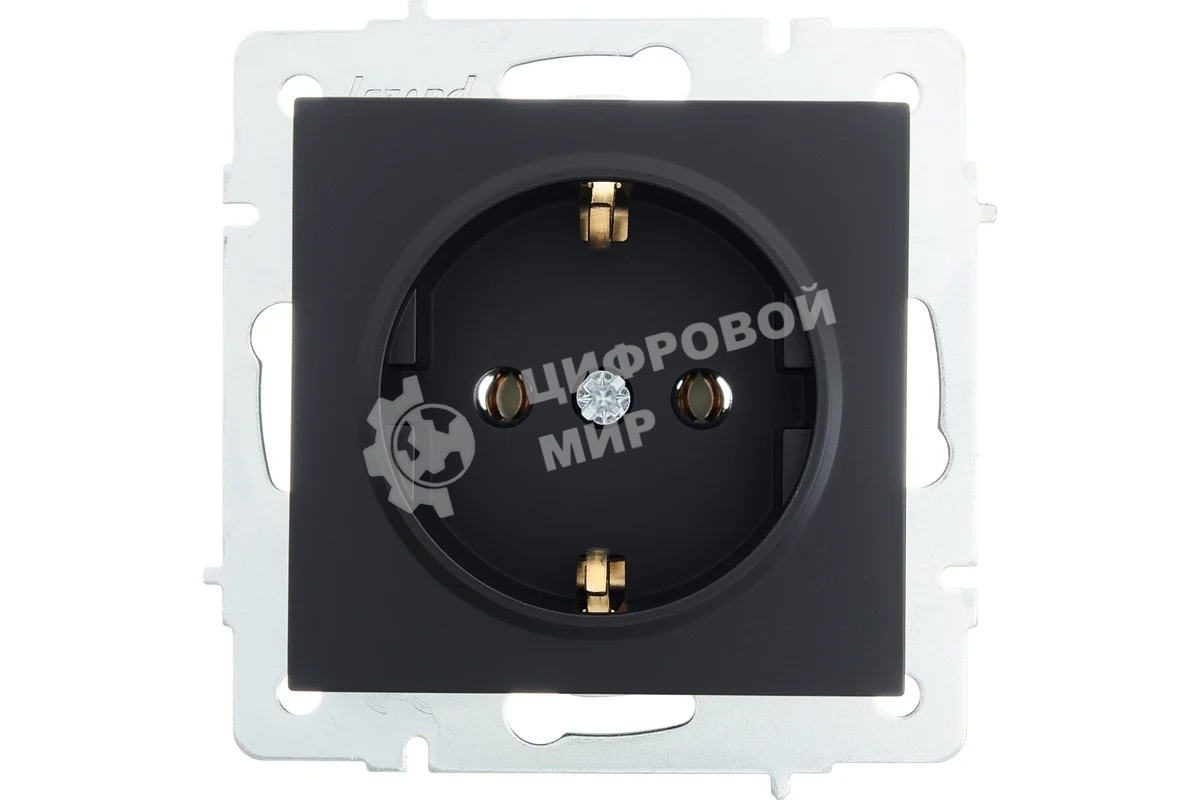 Розетка 1-м СП Vesna с заземл. ПБТ механизм черный бархат LEZARD 742-4288-122B