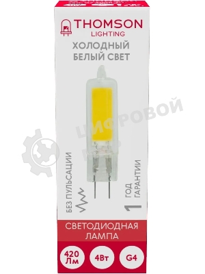Лампа cветодиодная LED Thomson TH-B4219 G4, капсульная, 4Вт, 6500К, белый холодный, 1 шт.