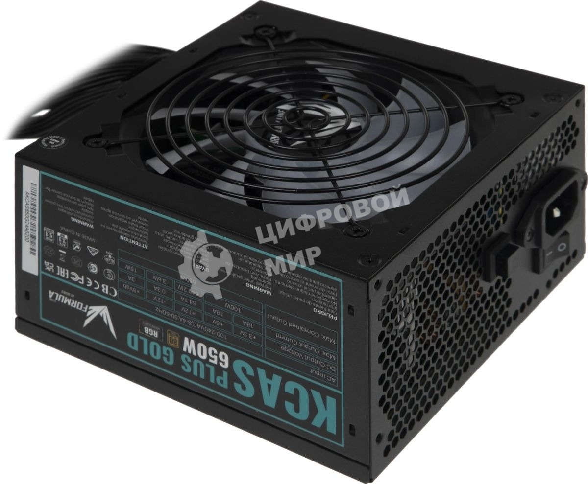 Блок питания Aerocool/Formula KCAS PLUS 650G, Gold 650Вт, 80 PLUS Gold, 120мм, черный