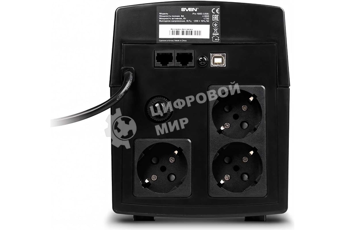 Источник бесперебойного питания SVEN Pro 1000 1000VA/720W USB, RJ-45 (3 EURO) 