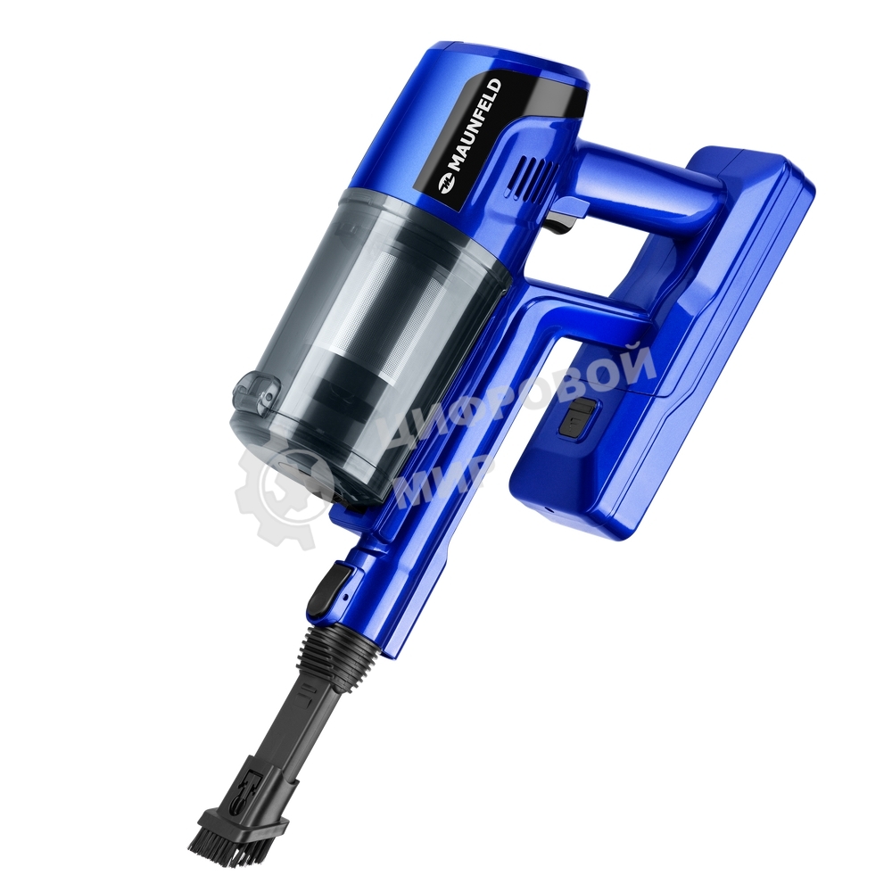 Пылесос вертикальный беспроводной Maunfeld MF-2032BL PRO синий, питание от аккумулятора, 200 Вт, уборка сухая, пылесборник 0.5 л, работа от АКБ max - 35 мин