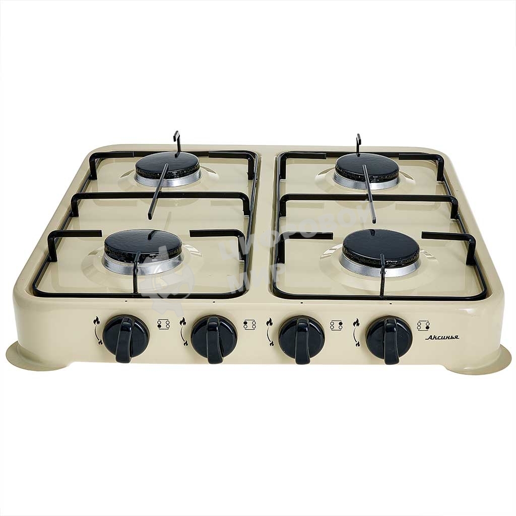 Плита настольная газовая АКСИНЬЯ КС-108 четырехконфорочная, бежевый