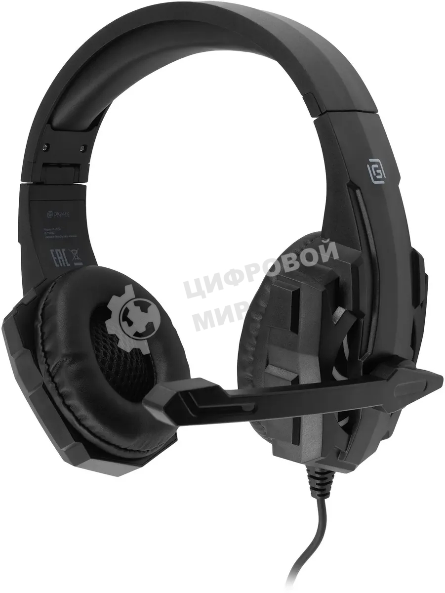 Гарнитура проводная с микрофоном Оклик HS-L355G черный 1.8м мониторные оголовье (1939807)