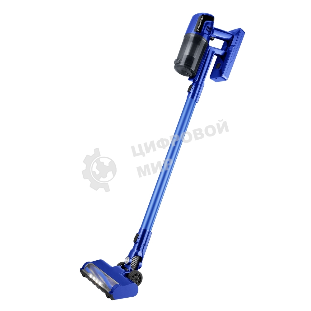 Пылесос вертикальный беспроводной Maunfeld MF-2032BL PRO синий, питание от аккумулятора, 200 Вт, уборка сухая, пылесборник 0.5 л, работа от АКБ max - 35 мин